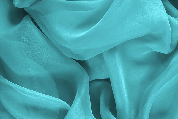 Wave Blue Silk Chiffon Apparel Fabric