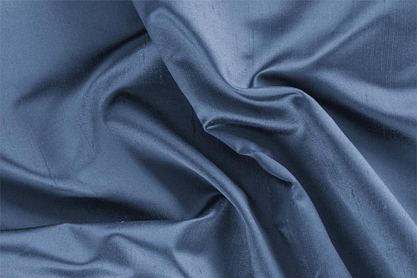 Tissu Couture Satin Shantung Bleu frelon en Soie