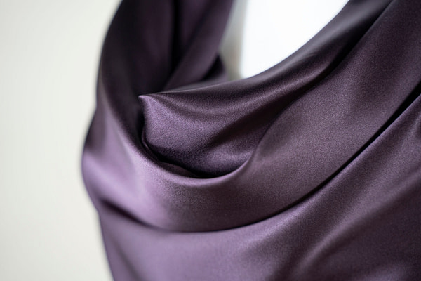 Purple silk crepe back satin fabric for dressmaking - new tess