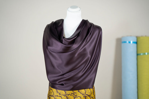 Purple silk crepe back satin fabric for dressmaking - new tess