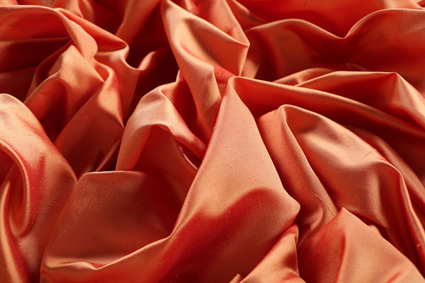 Apricot orange pure silk shantung satin fabric | new tess