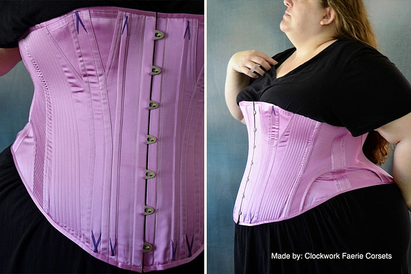 Silk duchesse satin corset made by Clockwork Faerie | new tess fabrics
