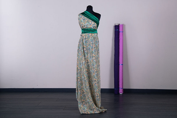 Orange and green silk habutai fabric | new tess