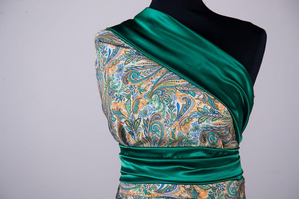 Orange and green silk habutai fabric | new tess