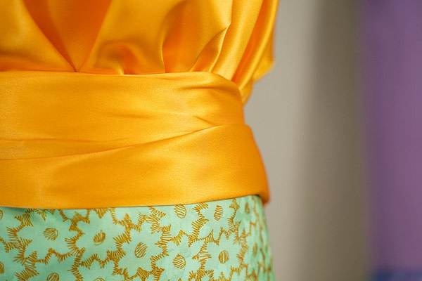 Yolk Orange Silk Crêpe Satin Apparel Fabric