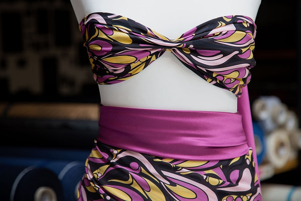 Optical fuchsia silk crepe de chine fabric | new tess