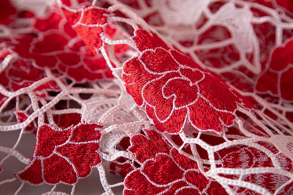 Bianco, Rosso Poliestere Apparel Fabric