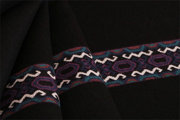 Tissu Pannello Cintura Etnica P02-02 Noir en Laine