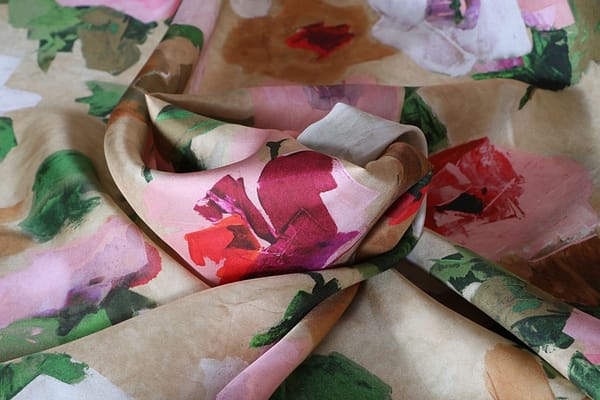 Beige, Pink Silk fabric for dressmaking