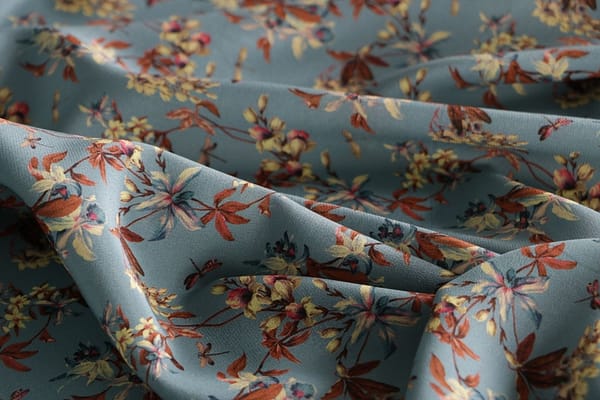 Blue, Brown Silk Crêpe de Chine fabric for dressmaking