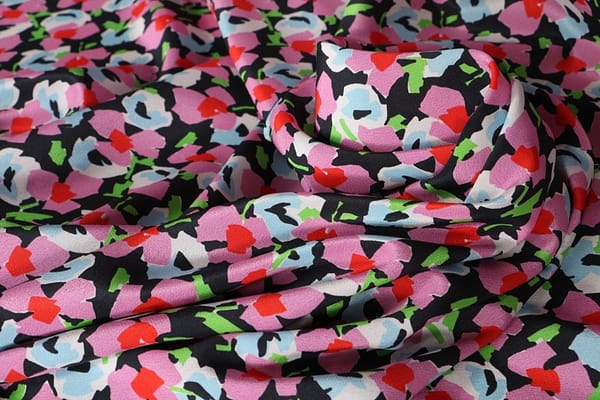 Black, Pink, Red Silk Crêpe de Chine fabric for dressmaking