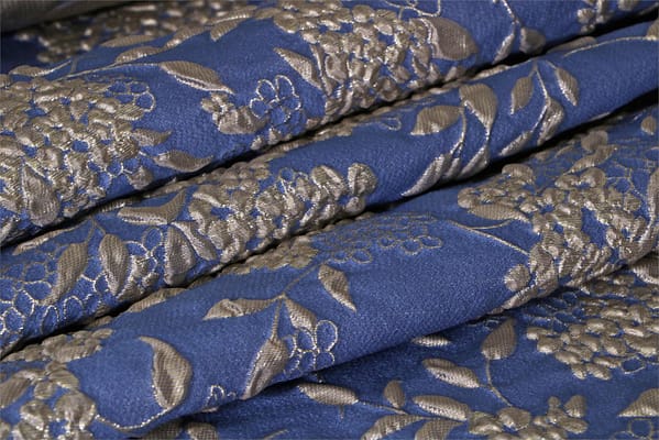 Blue Flowers Woven Fabric - Jacquard Coupe' 002