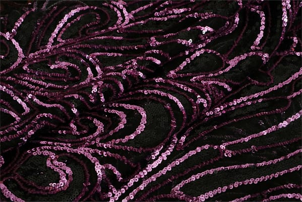 Black, Pink Polyester Sequins fabric for dressmaking