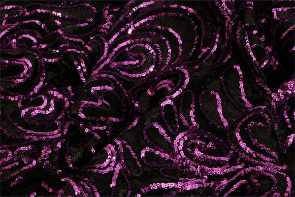 Black, Fuxia Polyester Sequins fabric for dressmaking
