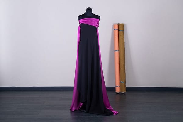 Black silk georgette and purple silk satin | new tess