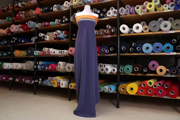 Avio blue lightweight polyester microfibre fabric for dressmaking | new tess