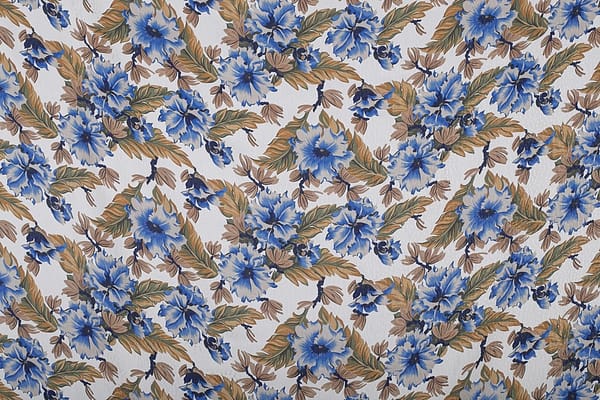 Tessuto Bianco, Blu in Seta, Viscosa per abbigliamento