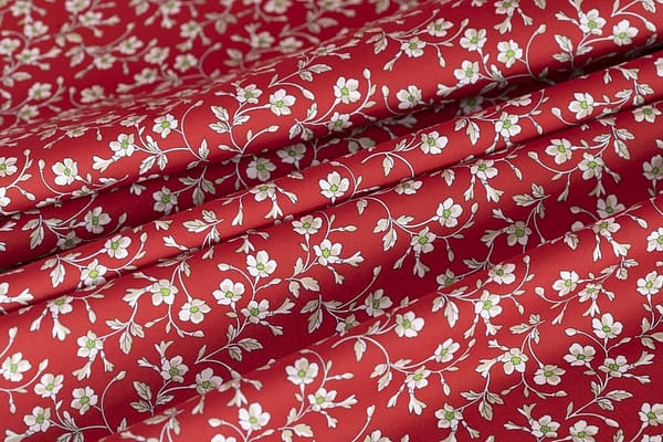 Tissu Popeline Rouge en Coton pour vêtements