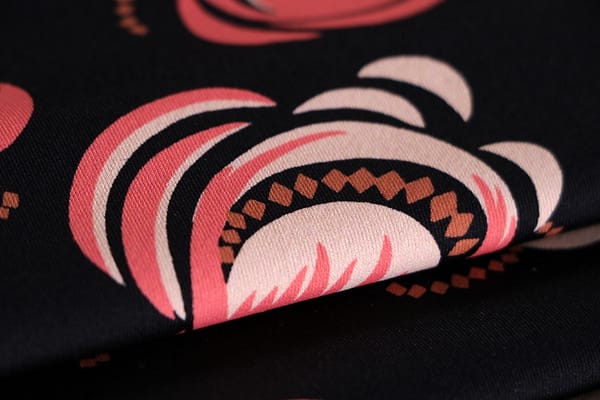 Black, Pink Polyester, Stretch fabric for dressmaking
