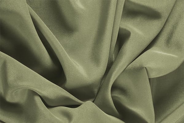 Olive Green Silk Crêpe de Chine fabric for dressmaking