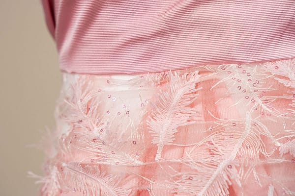 Pink embroiderd and sequined tulle fabric | new tess