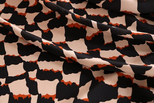 Beige, Black Silk Crêpe de Chine fabric for dressmaking