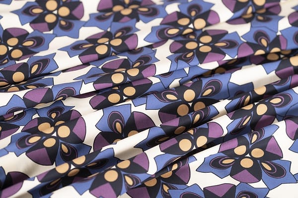 Beige, Blue, Purple Polyester, Stretch fabric for dressmaking