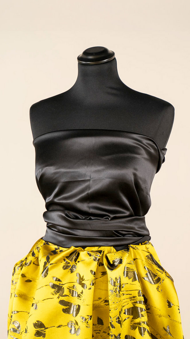 Black silk satin fabric for top and blouse - new tess