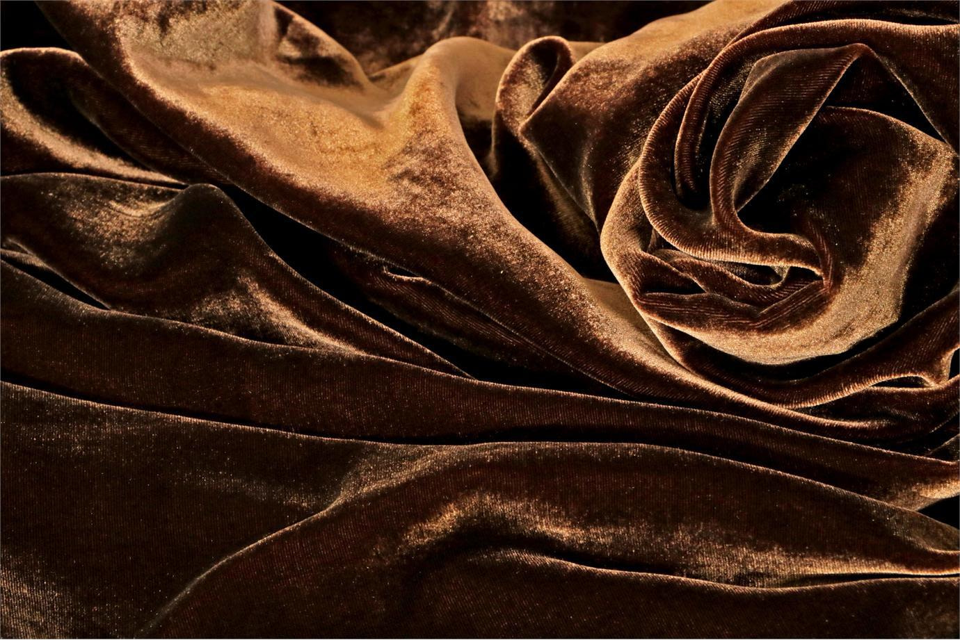 Brown Silk and Viscose Velvet Fabric 004
