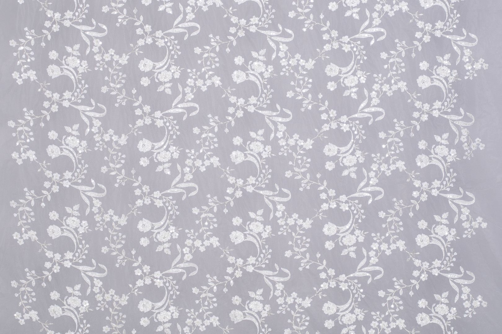 Nastro Ricamato Con Perline E Fiori - 1,8 Metri, Bianco - Bordatura In Poliestere E Perle Per Abiti Da Sposa, Fai Da Te E Decorazioni - 4
