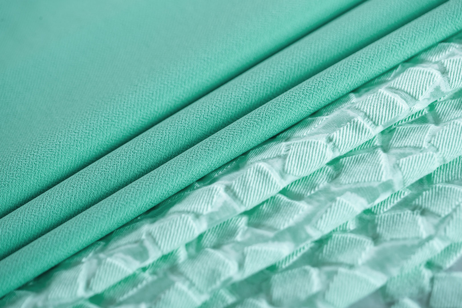 Mint Green Polyester Crêpe Microfiber fabric for dressmaking