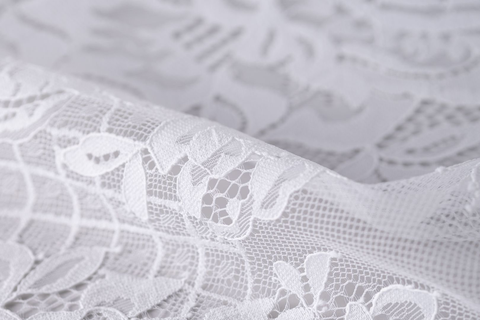 Double scalloped white chantilly lace new tess bridal fabrics