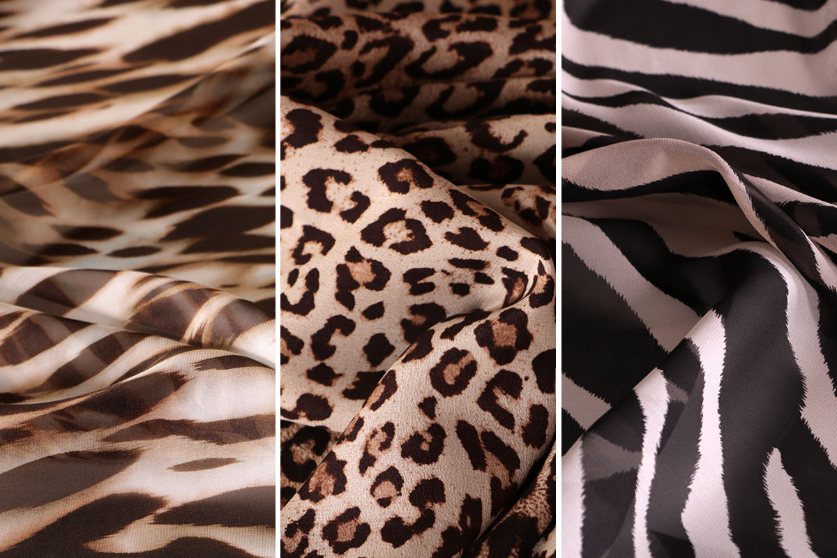Animal print fabrics for dressmaking and high fashion
