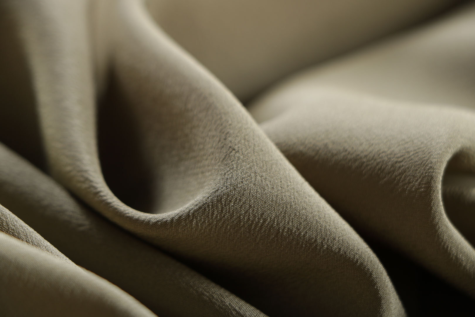 Olive Green Silk Crêpe de Chine Apparel Fabric