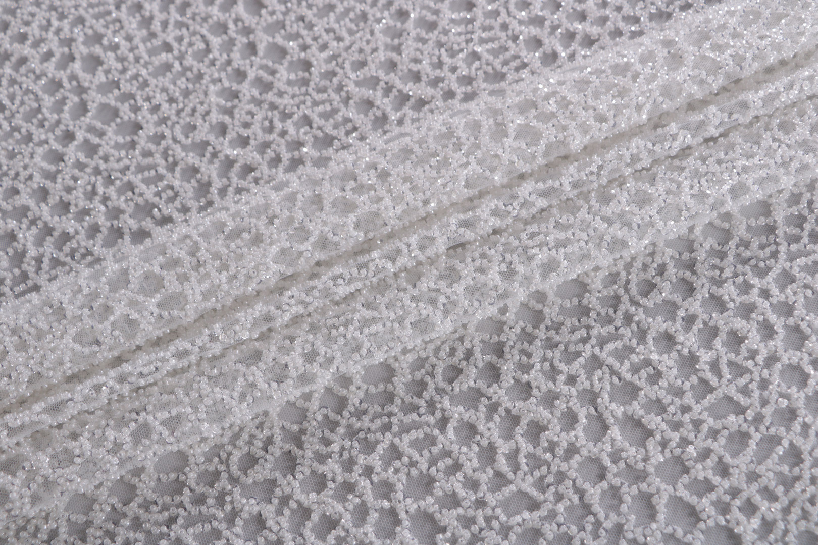 Tessuto Tulle Con Perle Bianco 100x160cm - Per Abiti Sposa E Decorazioni - Foto 9